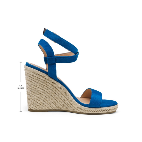 Open Toe Espadrille Platform Wedge Sandals - BLUE SUEDE - 1